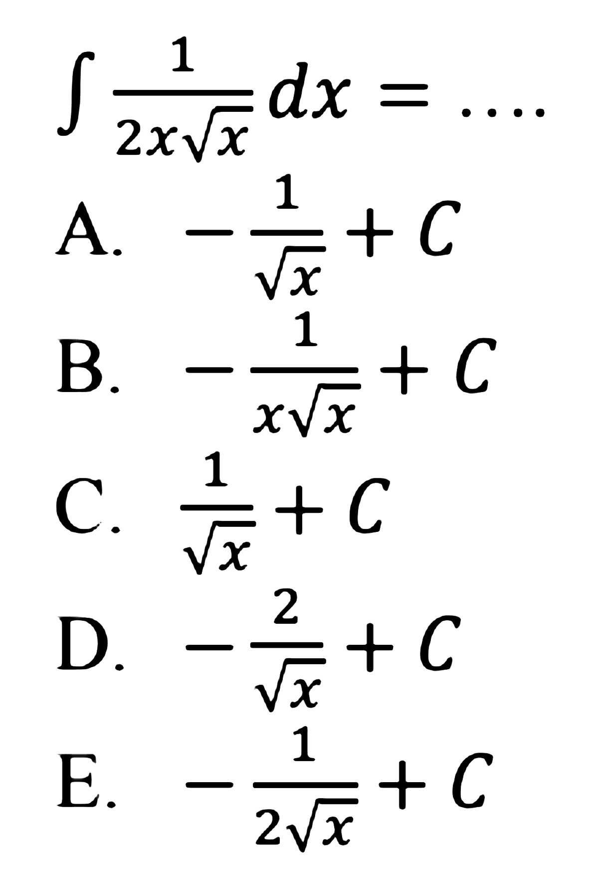 integral 1/(2xakar(x)) dx=