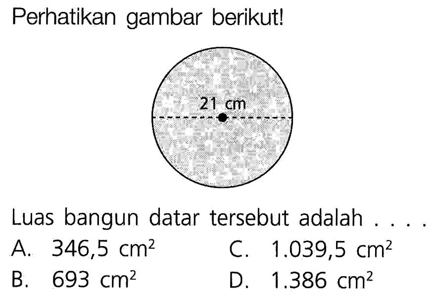 Perhatikan gambar berikut! 21 cm Luas bangun datar tersebut adalah . . . .