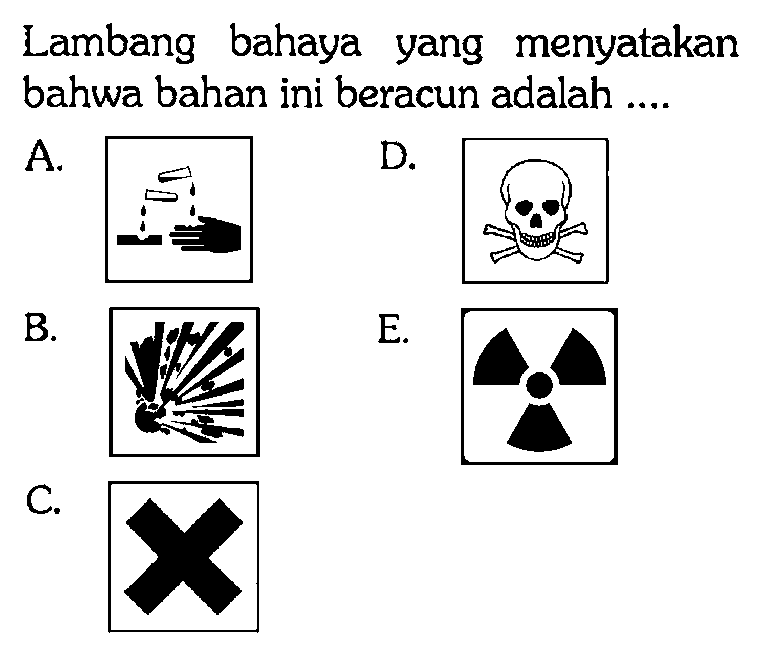 Lambang bahaya yang menyatakan bahwa bahan ini beracun adalah