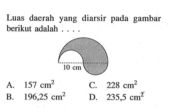 Luas daerah yang diarsir pada gambar berikut adalah.... 