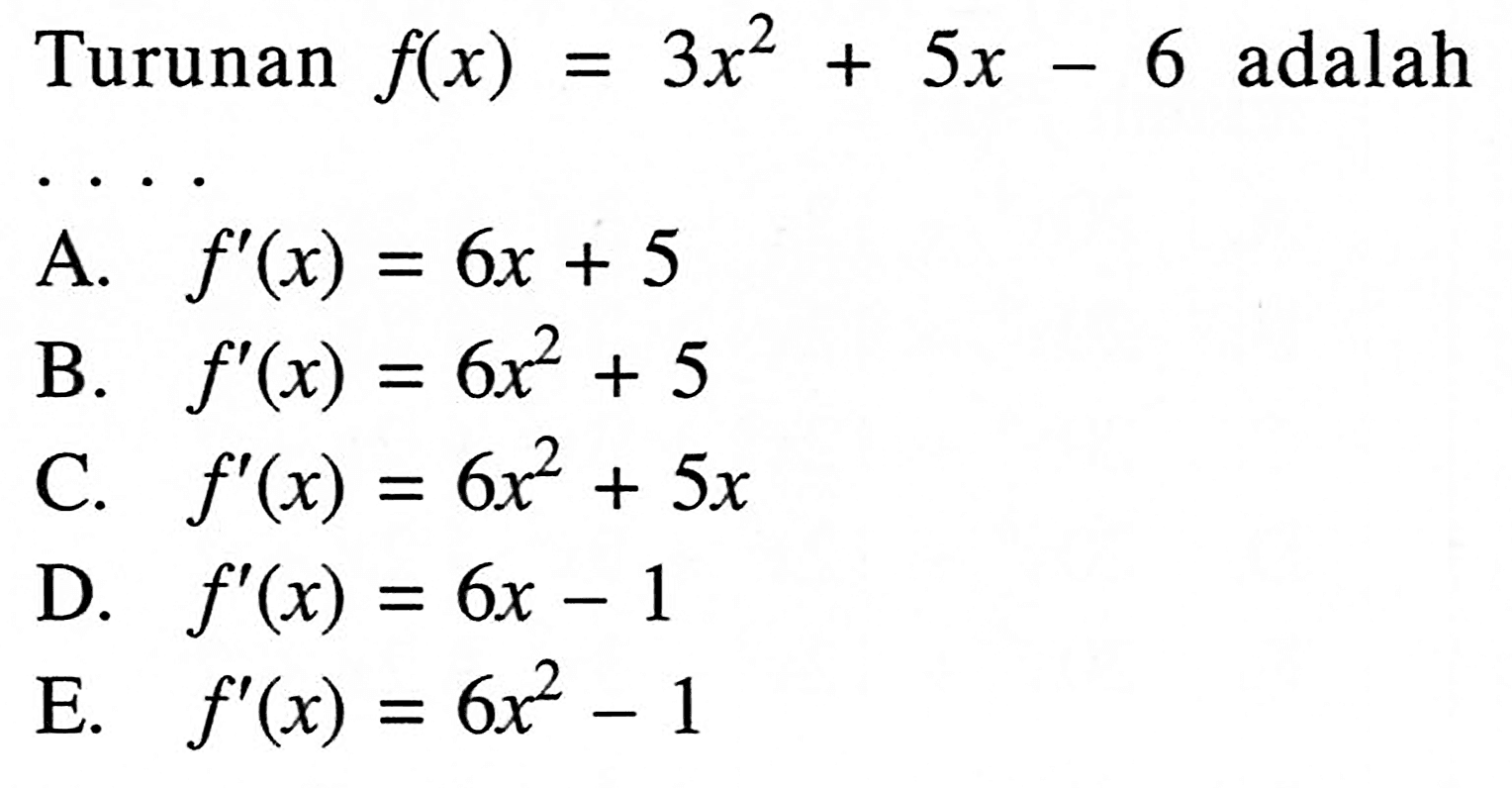 Soal Pilihan Ganda Turunan Fungsi Aljabar Doc Ruang S 5549