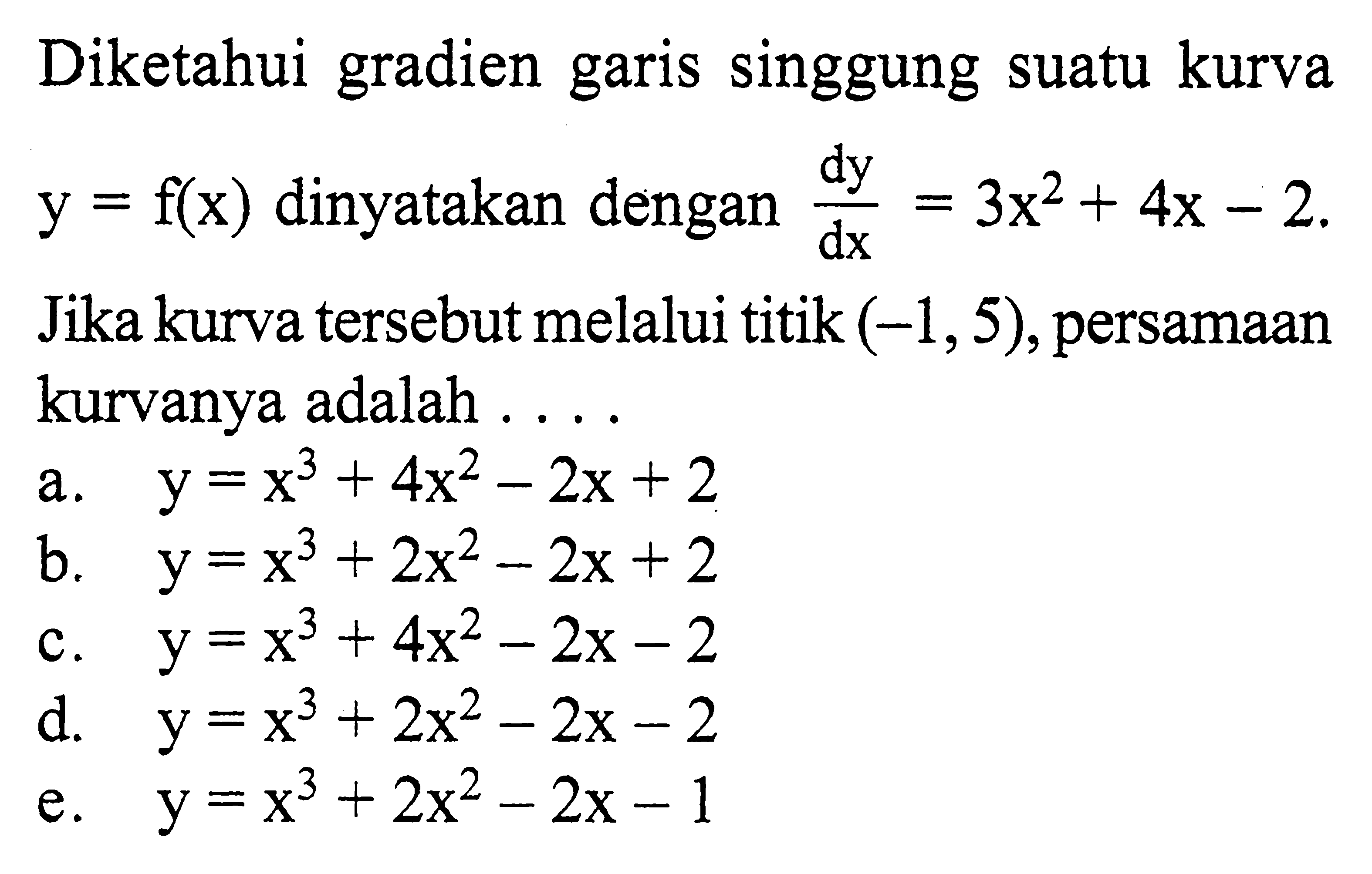 Hasil dari integral co^2 x sin x dx adalah....