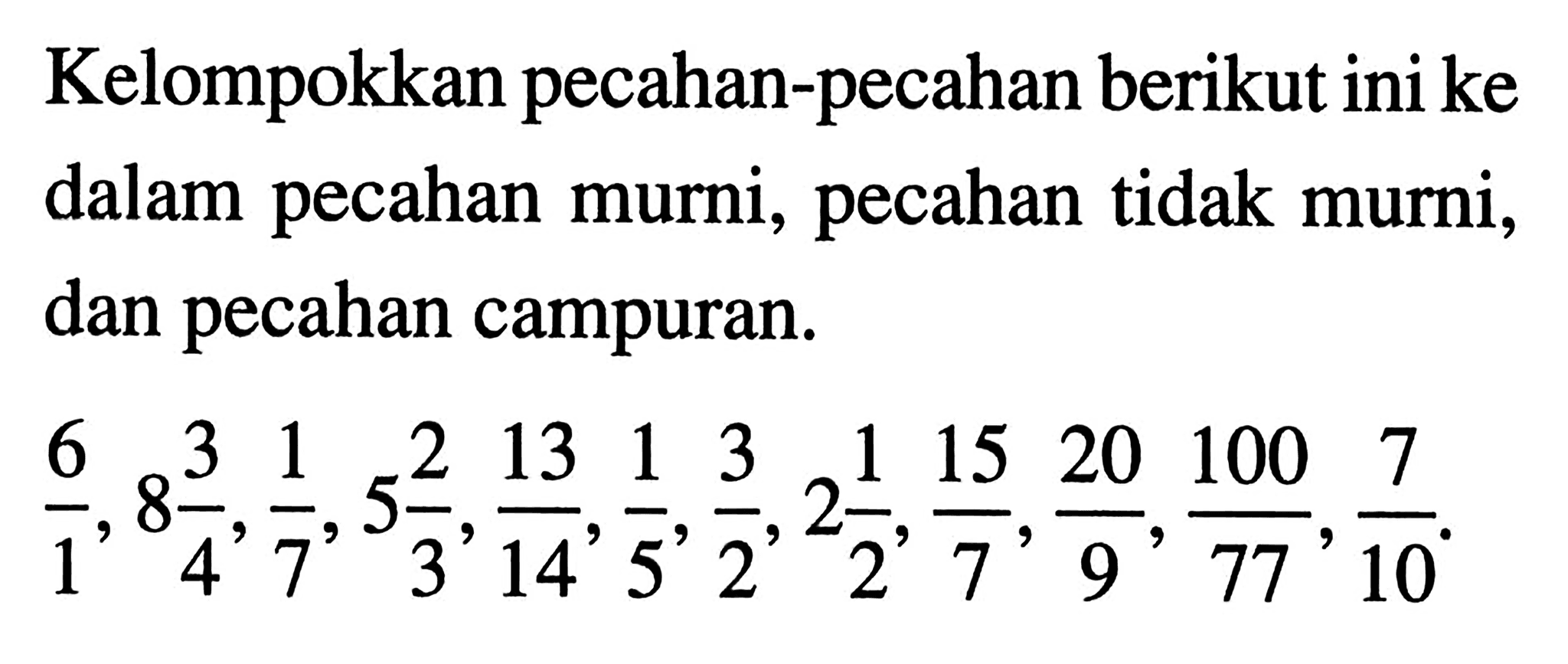 Kumpulan Contoh Soal Pecahan dan Lambangnya  Matematika Kelas 7