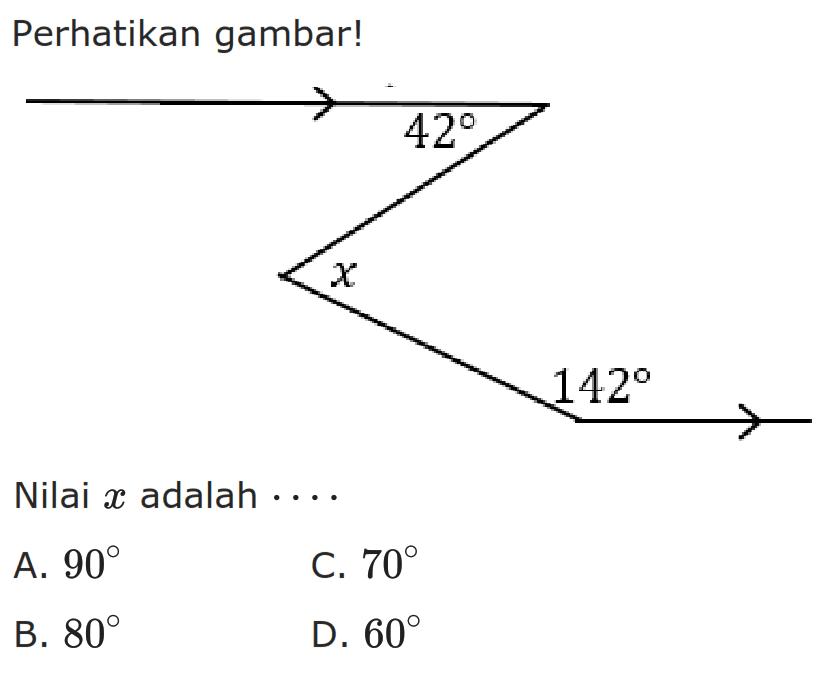 Perhatikan gambar! 42 x 142Nilai  x  adalah  ...  