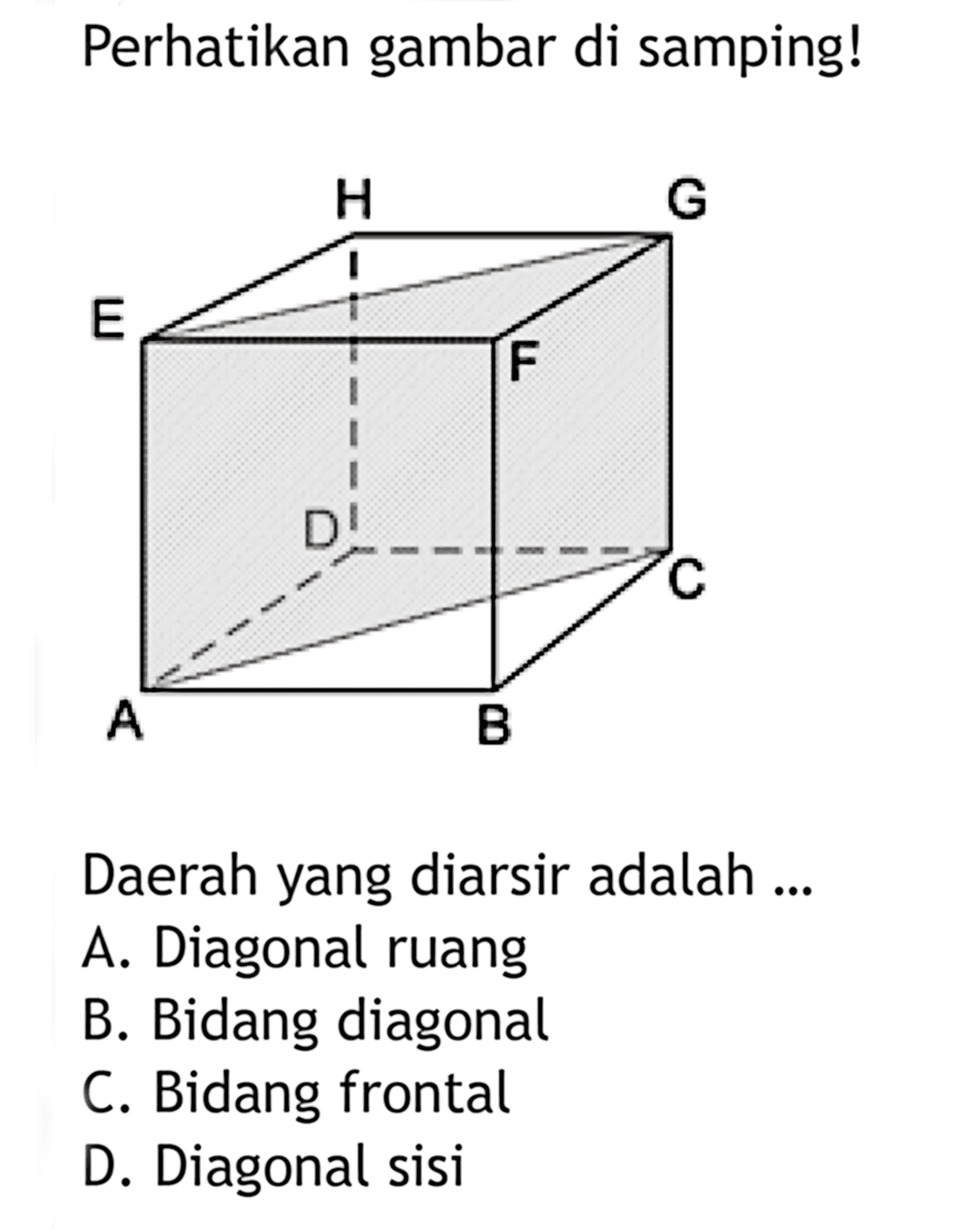 Perhatikan gambar di samping!
Daerah yang diarsir adalah ...
