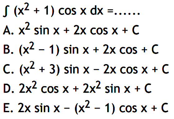 integral (x^2+1) cos x dx=.......