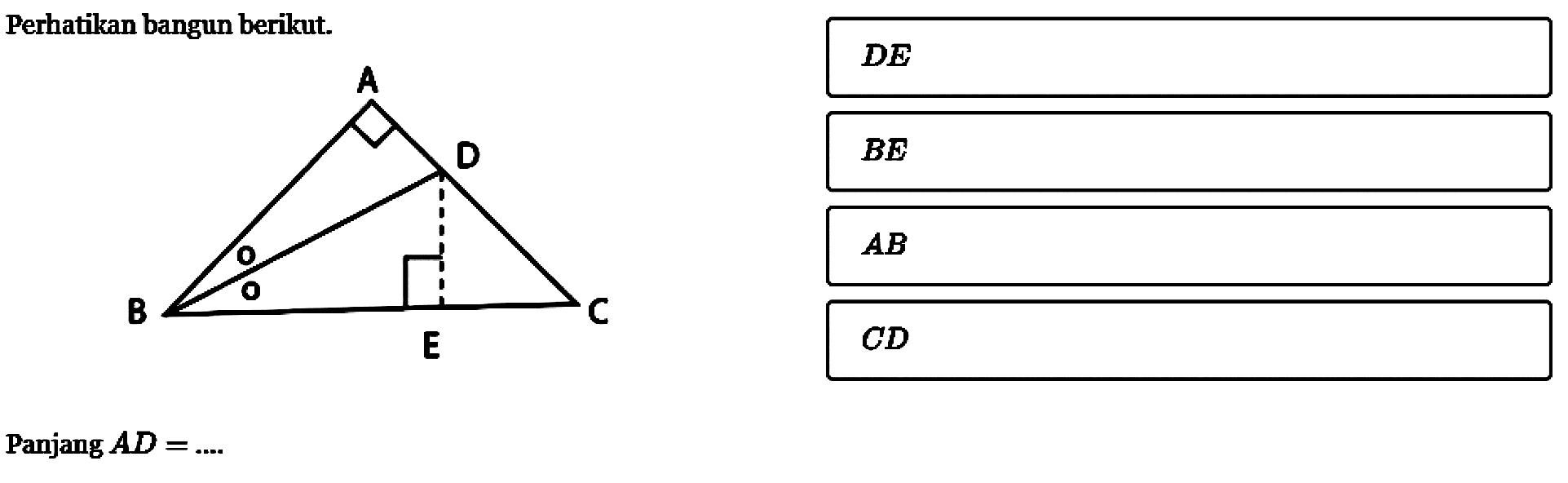 Perhatikan bangun berikut.Panjang AD=...DEBEABCD