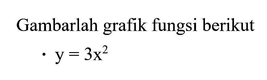 Gambarlah grafik fungsi berikut y = 3x^2