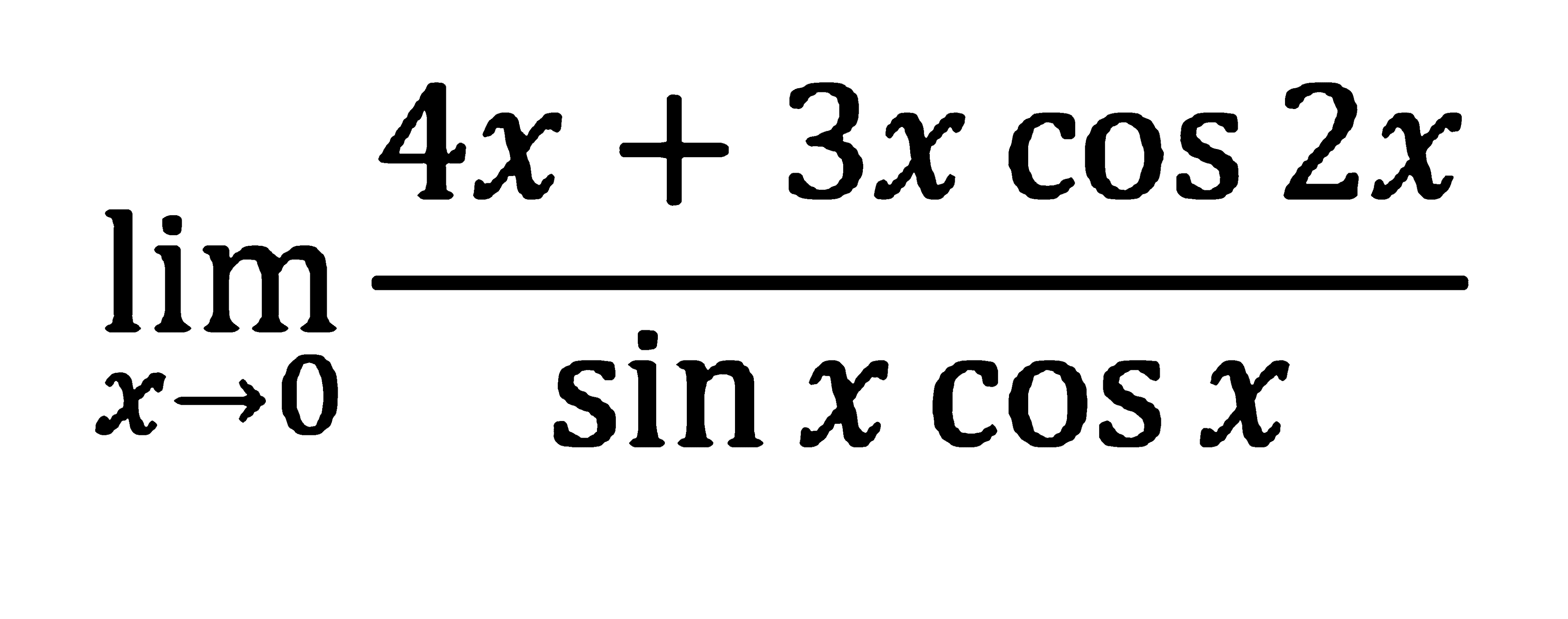 lim->0 (4x+3x cos 2x)/(sin x cos x)