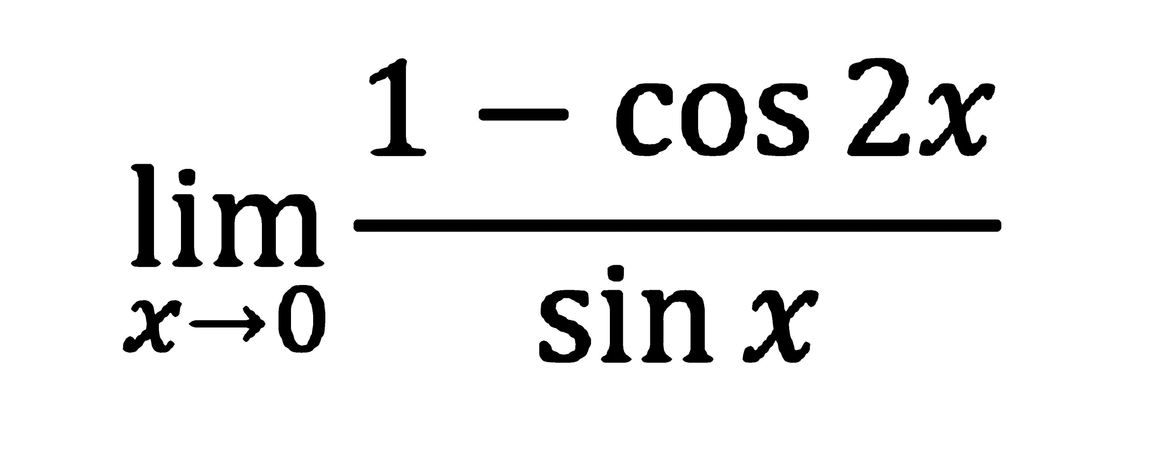 limit x->0 (1-cos2x)/sinx