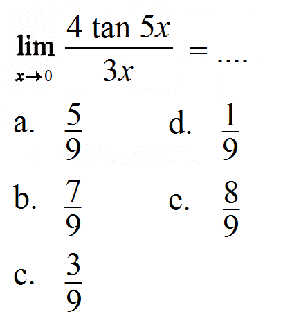 lim x->0 4 tan 5x/3x