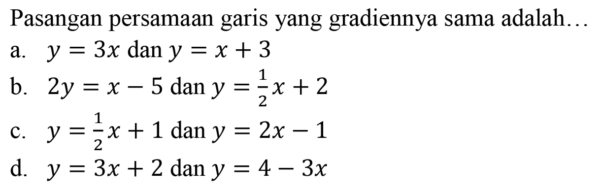 Jika  y=(x)/(3 x-1)-(1)/(5) , maka  x=..