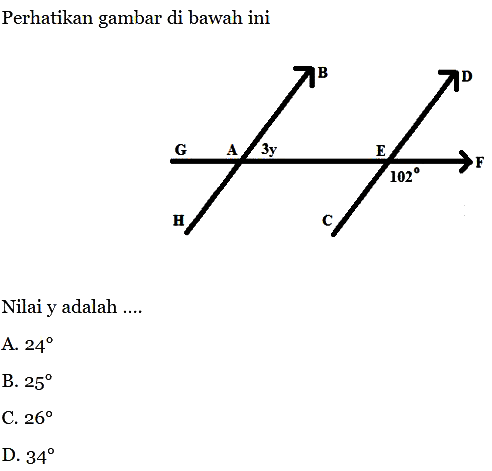Perhatikan gambar di bawah ini! 102 3y Nilai y adalah 