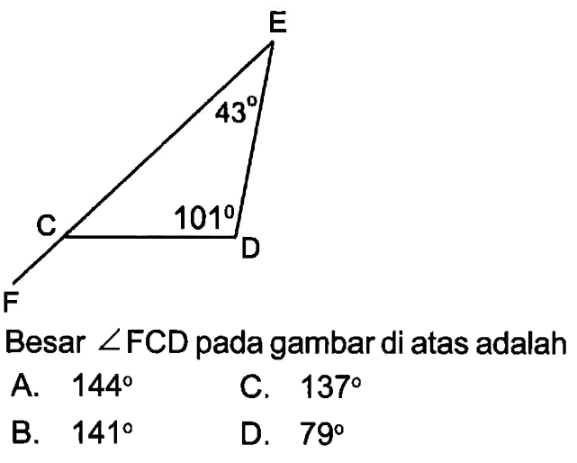 E 43 C 101 D FBesar  sudut  FCD pada gambar di atas adalah