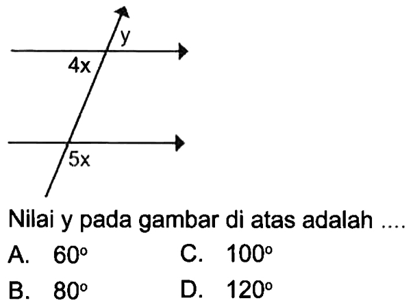 y 4x 5x Nilai y pada gambar di atas adalah ....