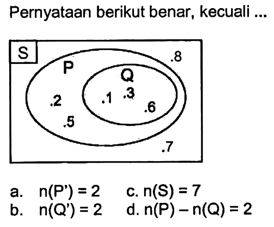 Pernyataan berikut benar, kecuali ... S 8 P Q 3 1 2 6 5 7