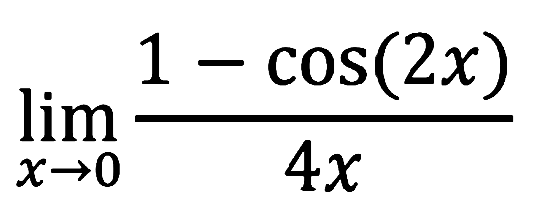 limit x -> 0 (1-cos(2x))/4x