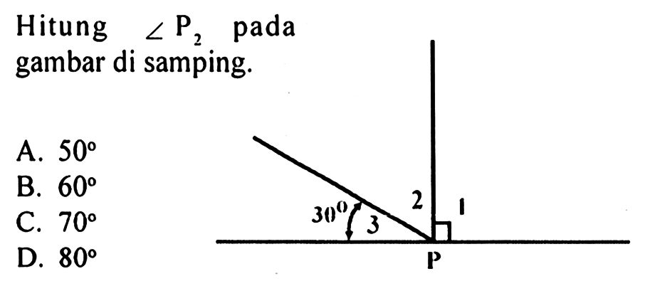 Hitung sudut P2 pada gambar di samping. 1 2 3 30 P