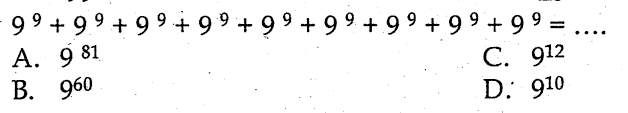 9^9 + 9^9 + 9^9 + 9^9 + 9^9 + 9^9 + 9^9 + 9^9 + 9^9 = ....