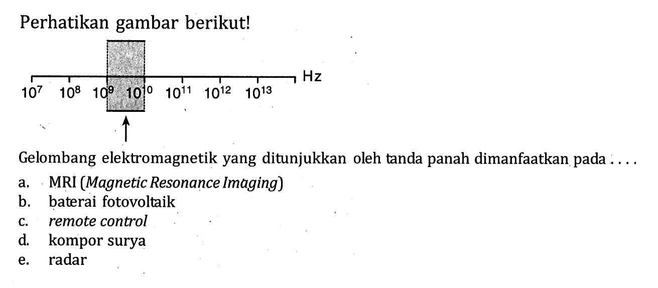 Perhatikan gambar berikut! Gelombang elektromagnetik yang ditunjukkan oleh tanda panah dimanfaatkan pada....