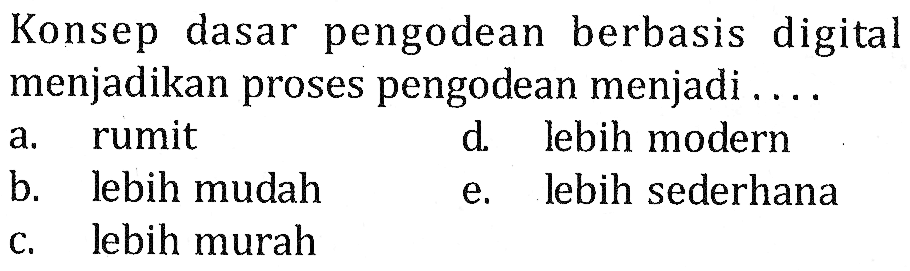Konsep dasar pengodean berbasis digital menjadikan proses pengodean menjadi ....