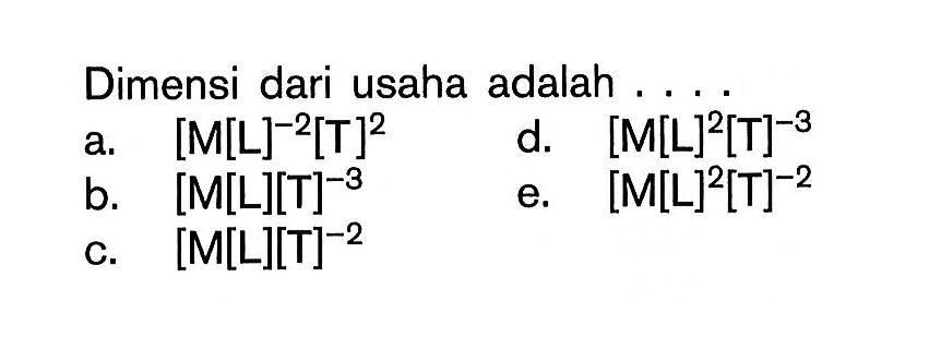 Dimensi dari usaha adalah ....