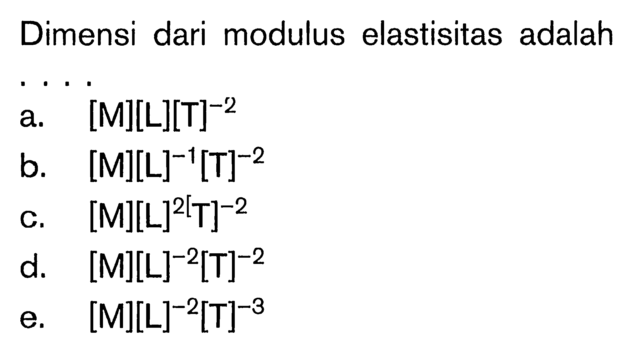 Dimensi dari modulus elastisitas adalah