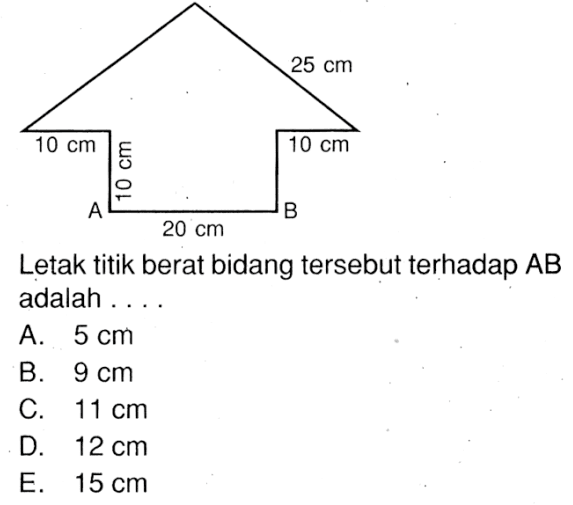 Letak titik berat bidang tersebut terhadap AB adalah....