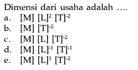 Dimensi dari usaha adalah