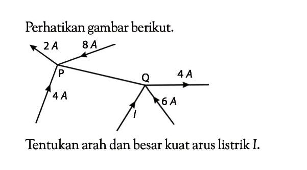 Perhatikan gambar berikut. Tentukan arah dan besar kuat arus listrik I.