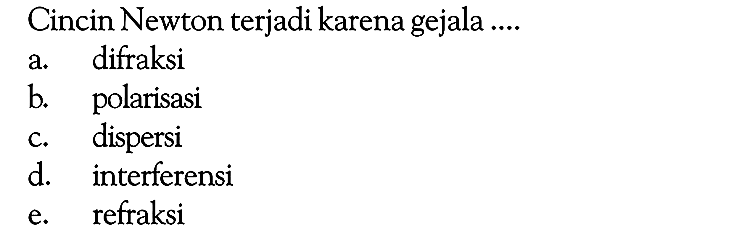 Cincin Newton terjadi karena gejala ....
