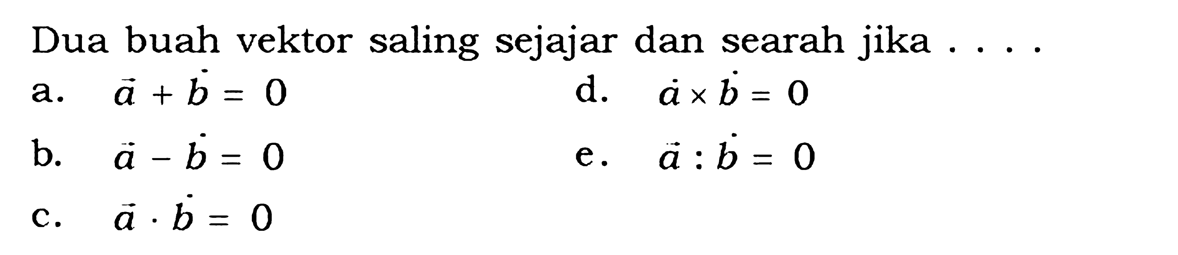 Dua buah vektor saling sejajar dan searah jika ...