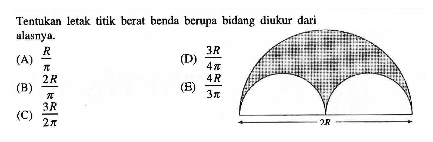 Tentukan letak titik berat benda berupa bidang diukur dari alasnya.