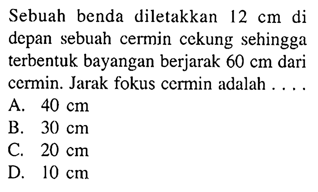 Kumpulan Contoh Soal Cermin Cekung dan Cembung - Fisika Kelas 8