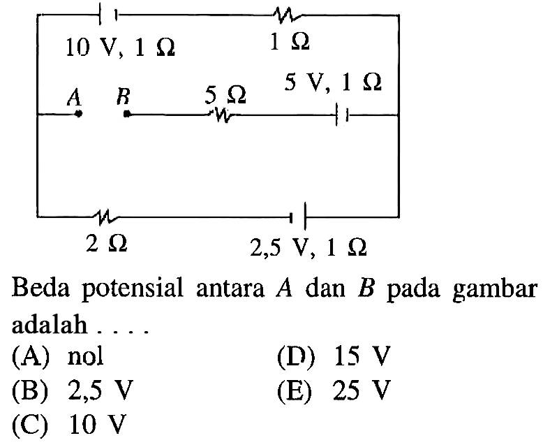 Beda potensial antara  A  dan  B  pada gambar adalah ....