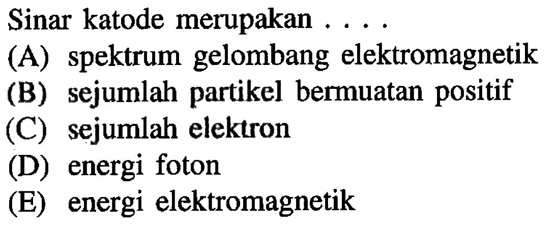 Sinar katode merupakan...