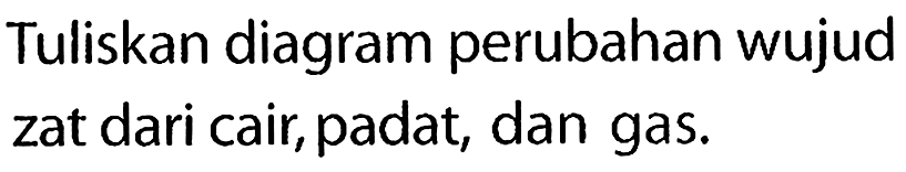 Tuliskan diagram perubahan wujud zat dari cair, padat, dan gas.