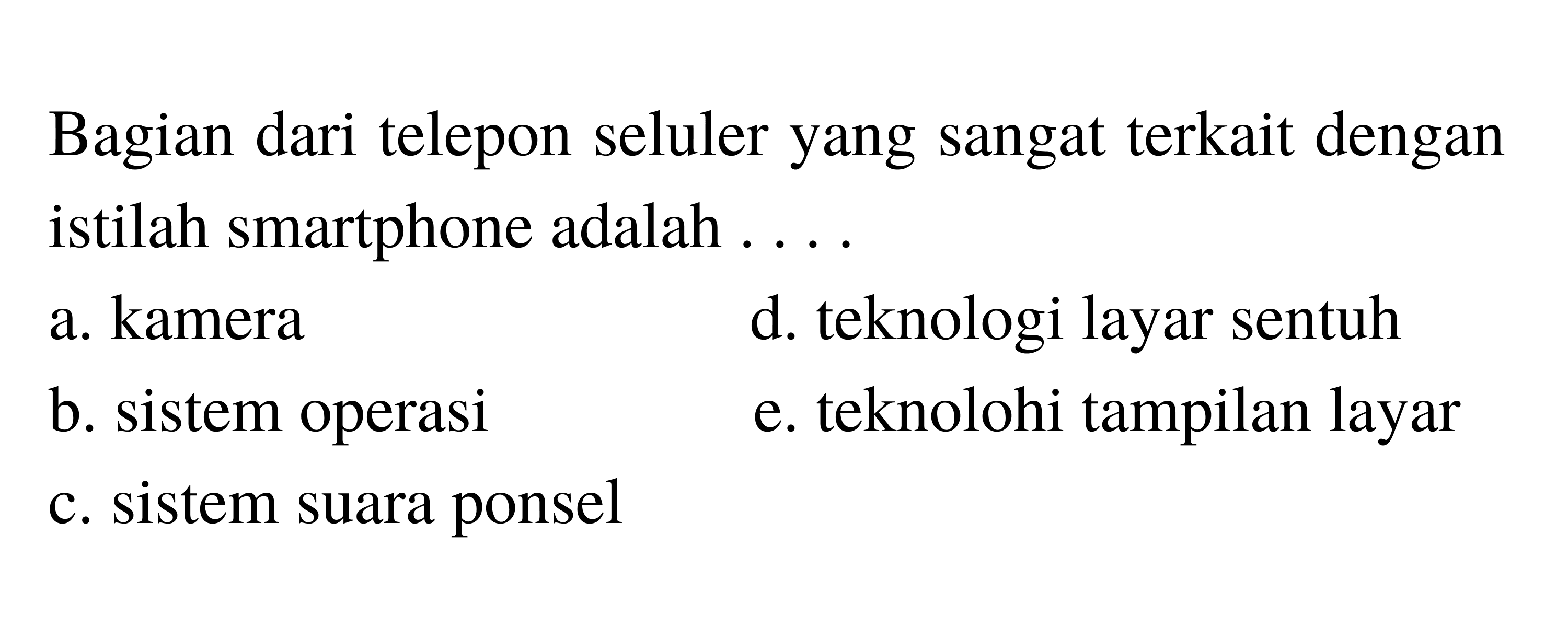 Bagian dari telepon seluler yang sangat terkait dengan istilah smartphone adalah ....