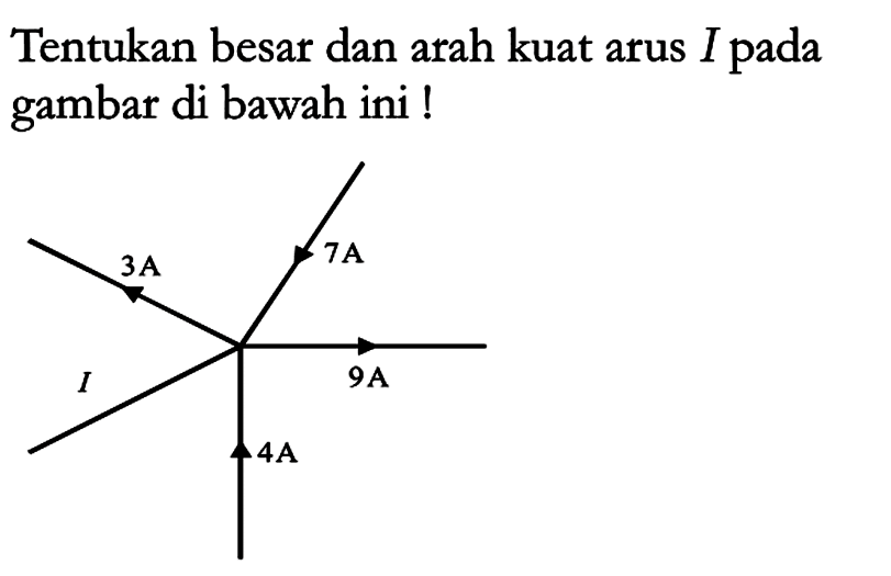 Tentukan besar dan arah kuat arus I pada gambar di bawah ini !