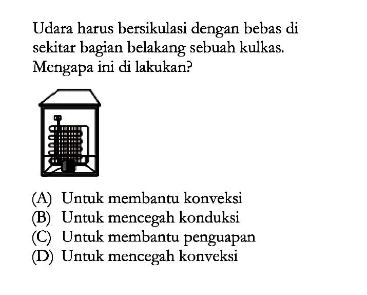 Udara harus bersikulasi dengan bebas di sekitar bagian belakang sebuah kulkas. Mengapa ini di lakukan?