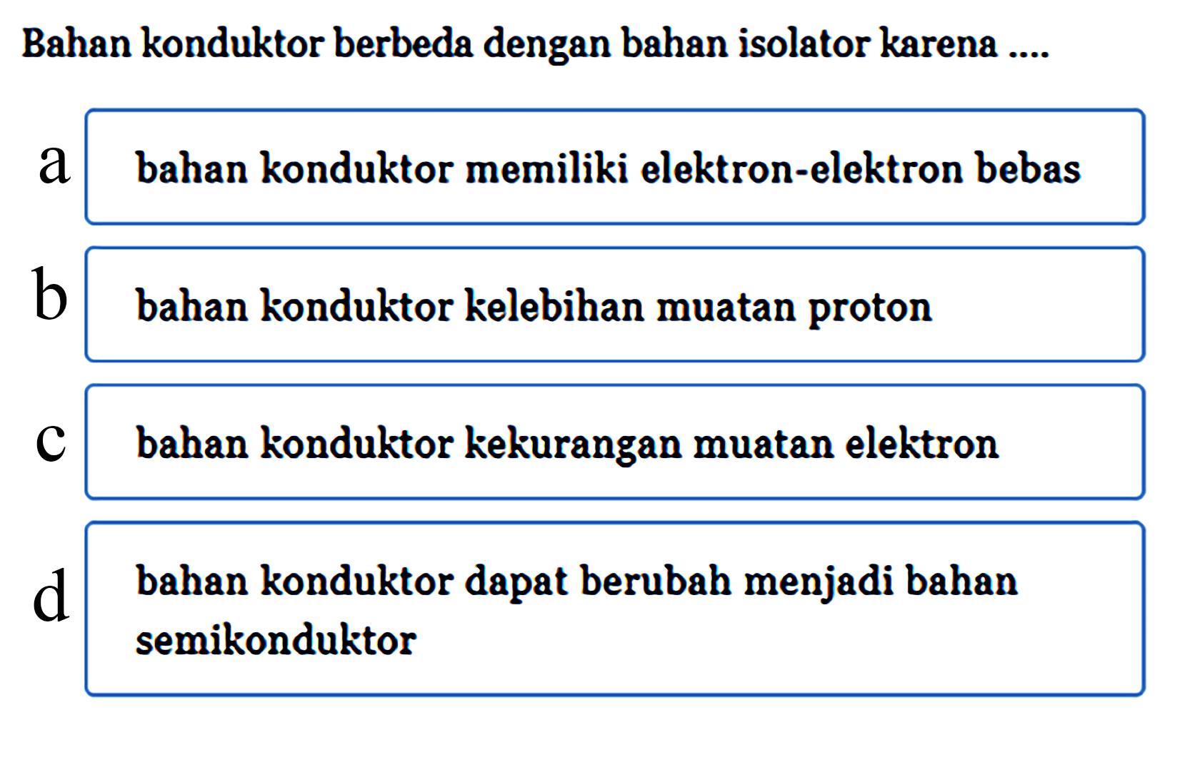 Bahan konduktor berbeda dengan bahan isolator karena