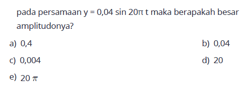 pada persamaan  y=0,04 sin 20 pi t  maka berapakah besar amplitudonya?