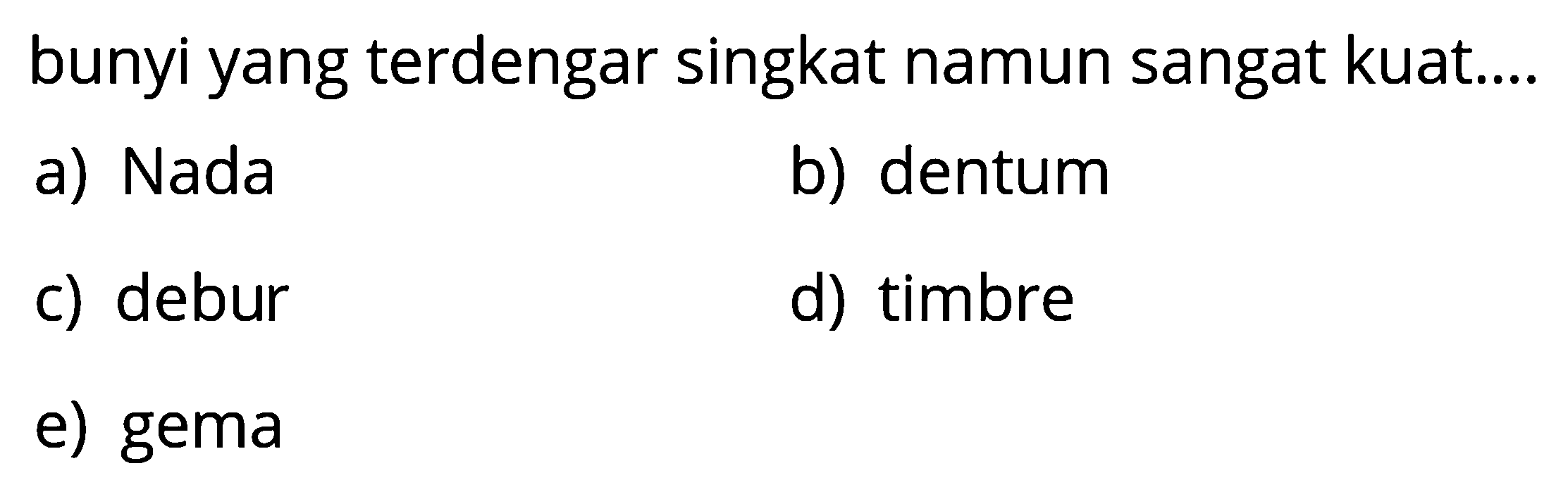 bunyi yang terdengar singkat namun sangat kuat....