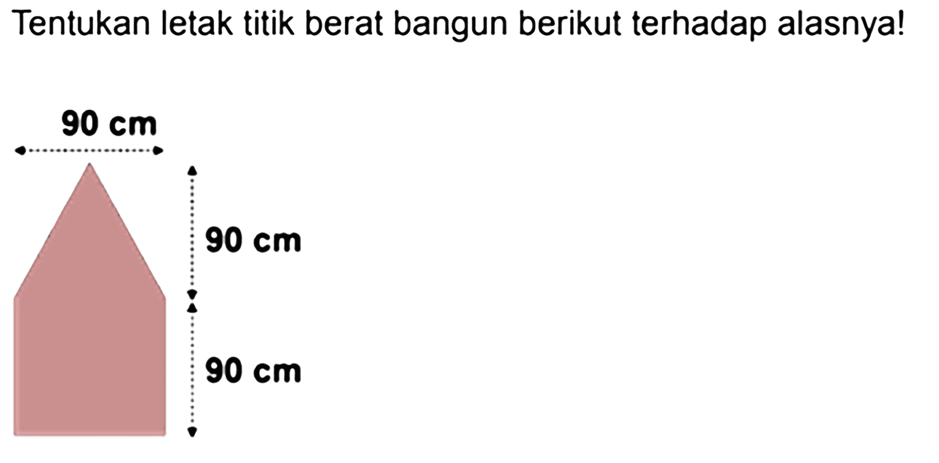 Tentukan letak titik berat bangun berikut terhadap alasnyal 90 cm 90 cm 90 cm