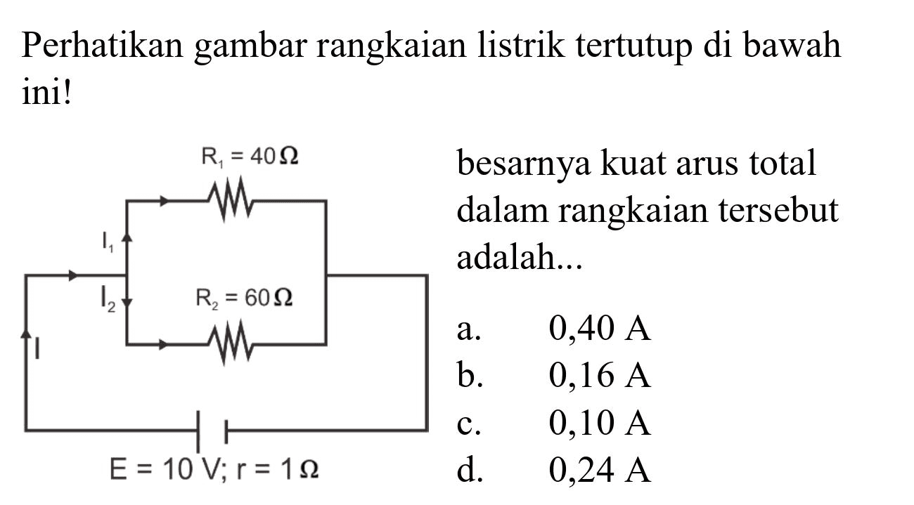 Perhatikan gambar rangkaian listrik tertutup di bawah ini!