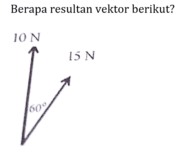 Berapa resultan vektor berikut? 
10 N 
15 N 
60 