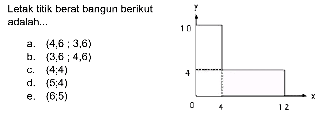 Letak titik berat bangun berikut adalah...