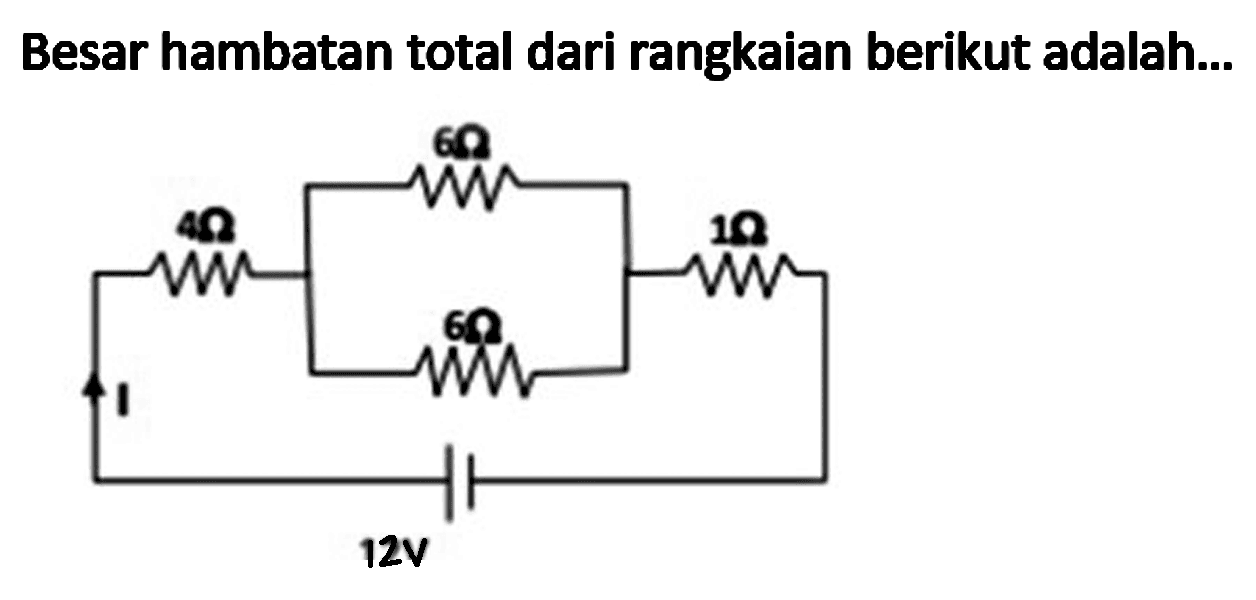 Besar hambatan total dari rangkaian berikut adalah...