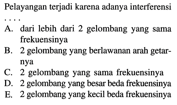 Pelayangan terjadi karena adanya interferensi