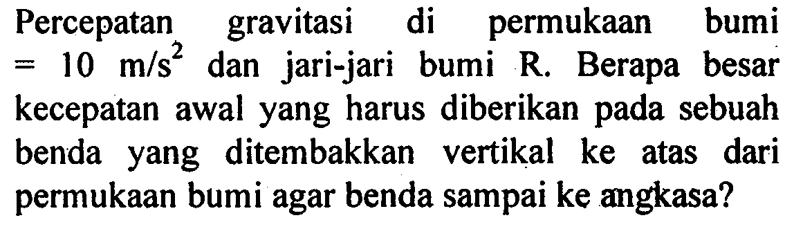 Percepatan gravitasi di permukAn bumi